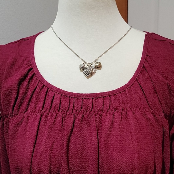 KATE MALLORY PURPLE CRINKLE TOP SHORT SLEEVE BOHEMIAN MINIMALIST GAUZE BLOUSE 3X - Picture 2 of 10